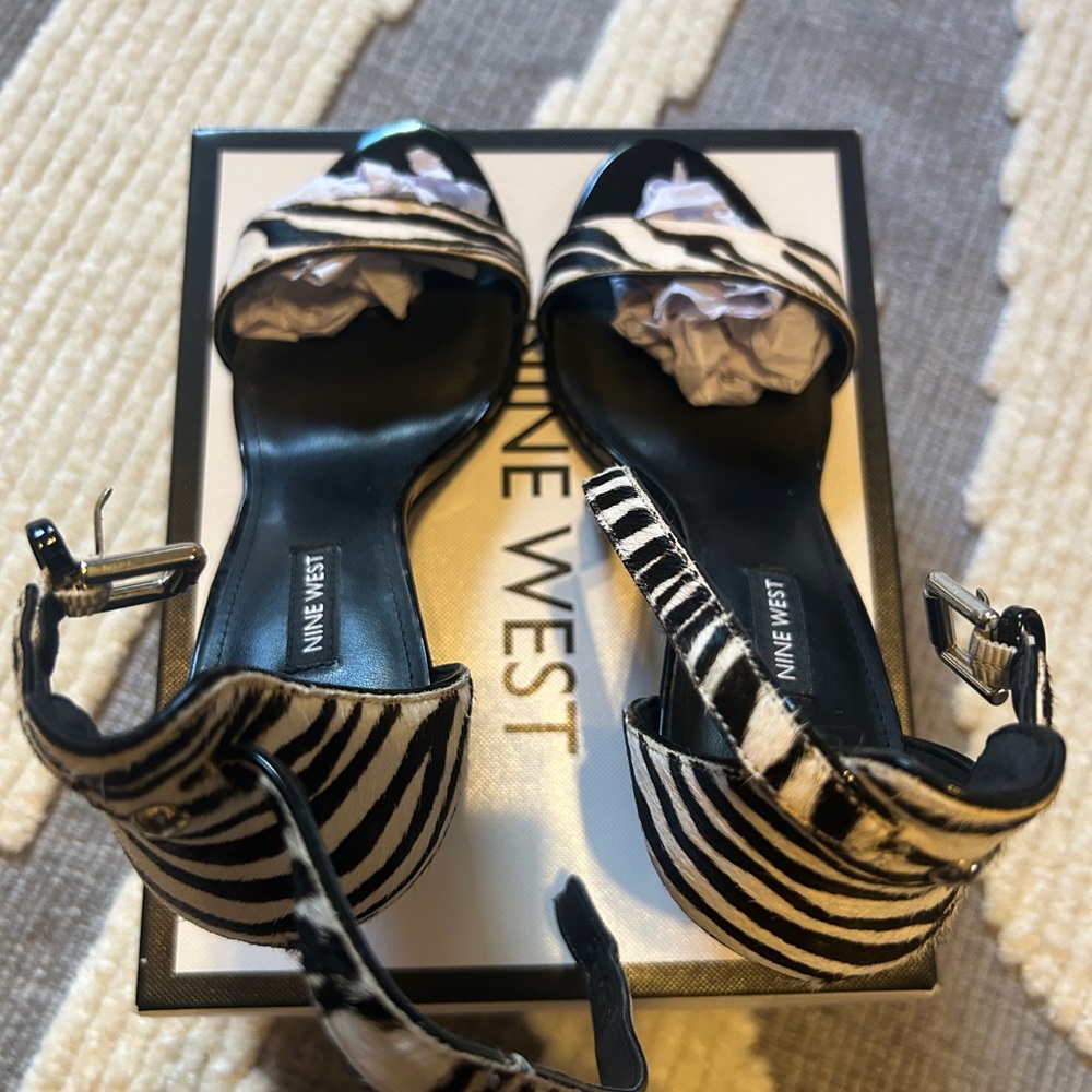 Nine West Zebra Print Heels - Black and White